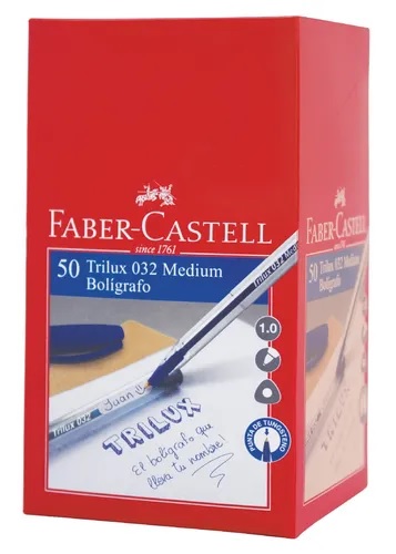 BOLIGRAFO FABER TRILUX AZUL/NEGRO X 50 UN (CAJA)