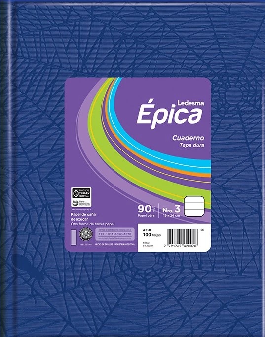 CUADERNO LEDESMA EPICA ARAÑA 19X23  48 HOJAS 90G - VARIOS COLORES -