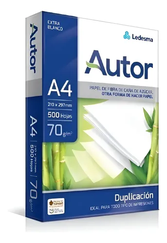 RESMA LEDESMA AUTOR A4 70 GRS  - CAJA X 10 UNIDADES -