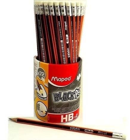 Lapiz NEGRO Grafito Maped Black Peps Tubo X72u. C/goma (851759/851859)
